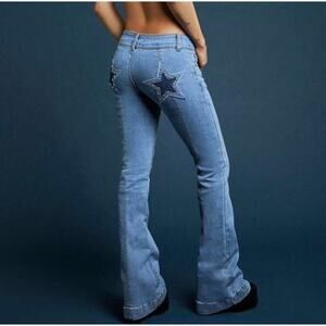 Rare Forever 21 Frankie & the Studs Star Flare Jeans L Coastal Cowgirl Cowboys